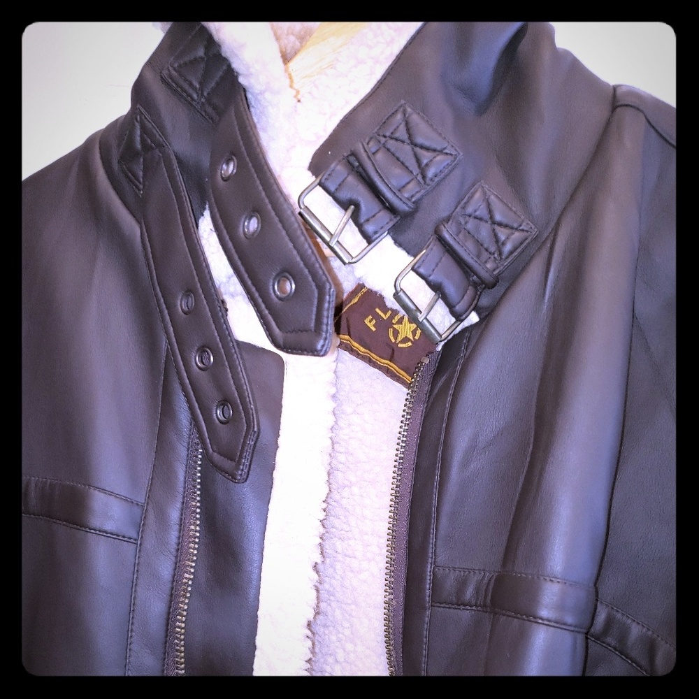 Womens XL Fleece Lined 'Fly Boy' Leather Bomber